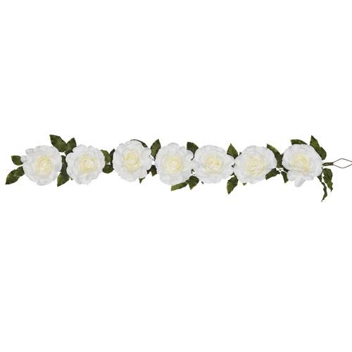 Giant Silk Roses Garland Cream 200cm VM Display Prop Artificial Flowers